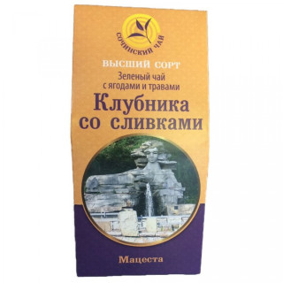 Сочинский зелёный чай с ягодами и травами "Клубника со сливками" 80 гр