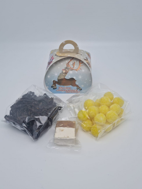 Набор 93 ассорти чай черный, драже лимончики и мальбан с Новым годом Набор 93 ассорти чай черный, драже лимончики и мальбан с Новым годом