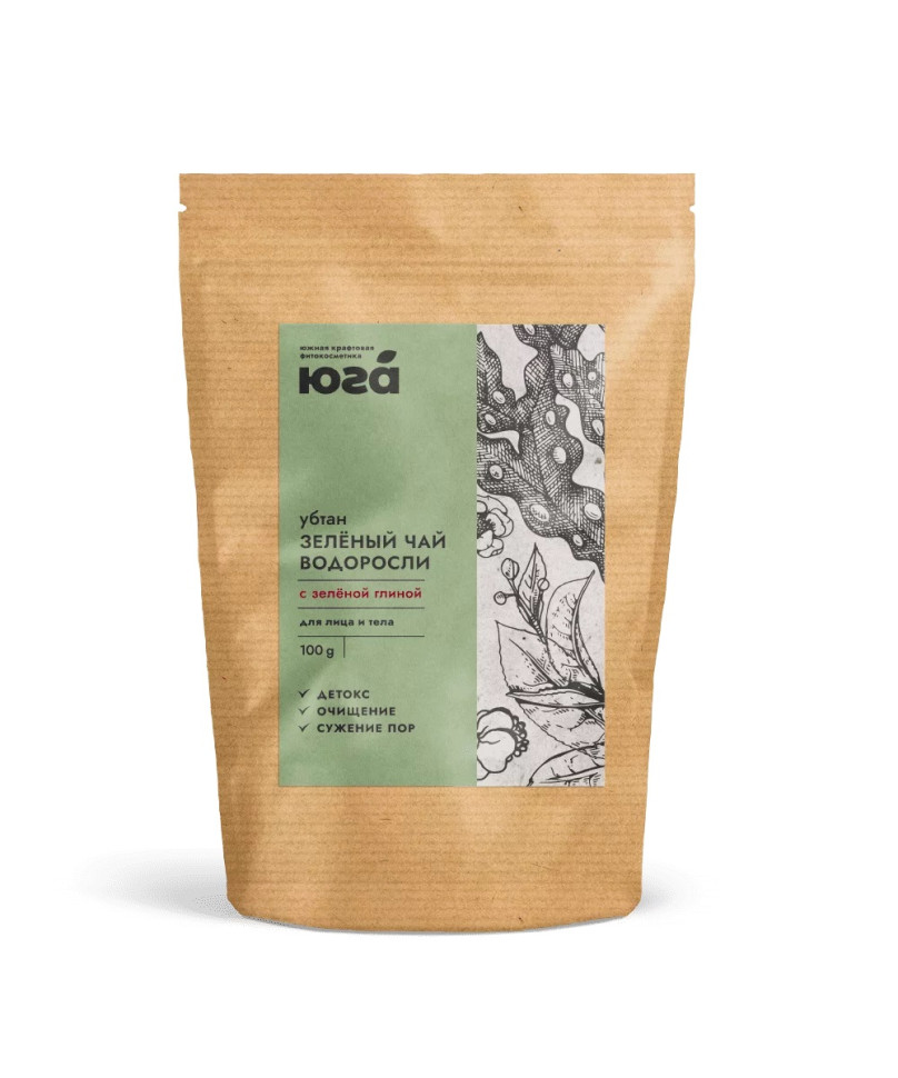 Убтан Зеленый чай и водоросли с зеленой глиной для лица и тела Детокс 100гр