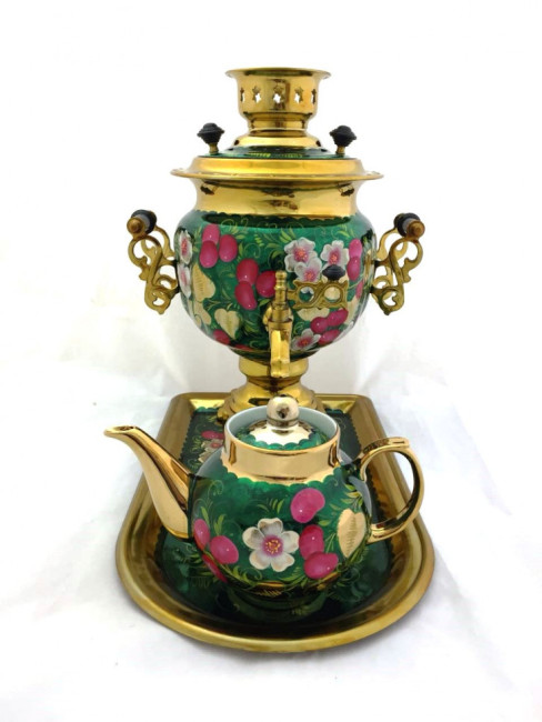 Набор роспись с электрическим самоваром 3л Овальный №5 Набор роспись с электрическим самоваром 3л Овальный №5