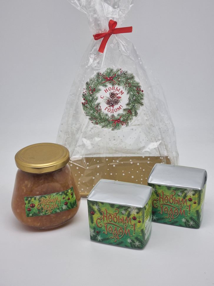 Набор 573 чай черный, зеленый и варенье лимон имбирь с новым годом