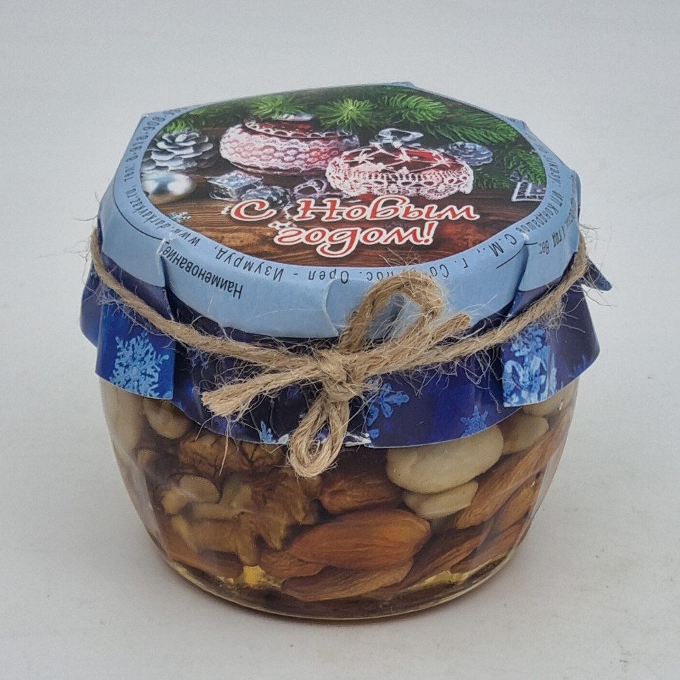 Мед с орехами ассорти 170гр с новым годом