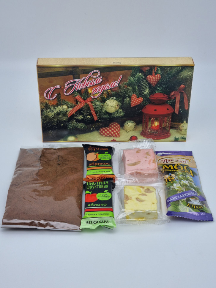 Набор Праздничный кофе, мед, пастила и нуга с новым годом