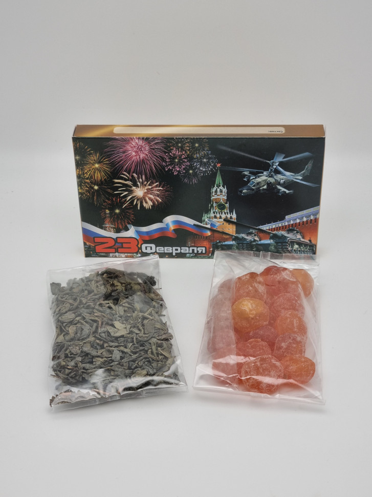 Подарочный набор с 23 февраля чай зеленый 30гр и кумкват 80гр