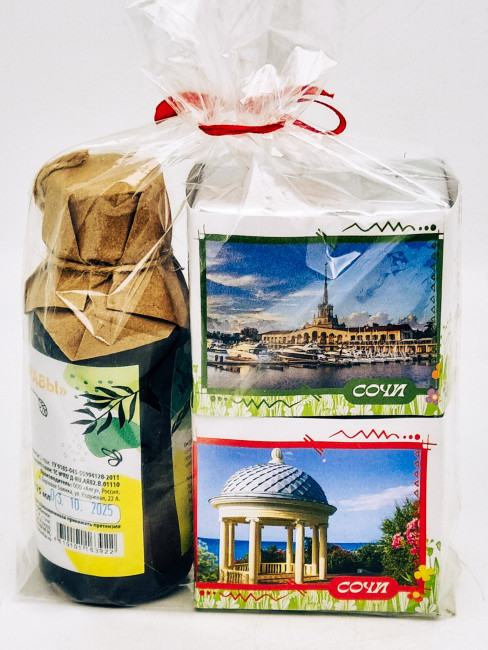 Набор Сочи чай черный р/с 35гр + чай зеленый р/с 40гр и бальзам Краснополянские травы Набор Сочи чай черный р/с 35гр + чай зеленый р/с 40гр и бальзам Краснополянские травы