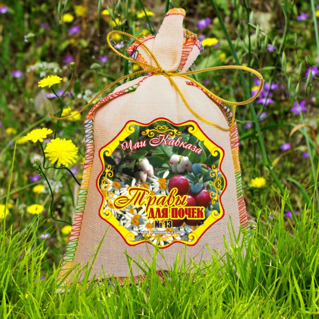 Чай травяной в сувенирном мешке №13 "Травы для почек" 150гр