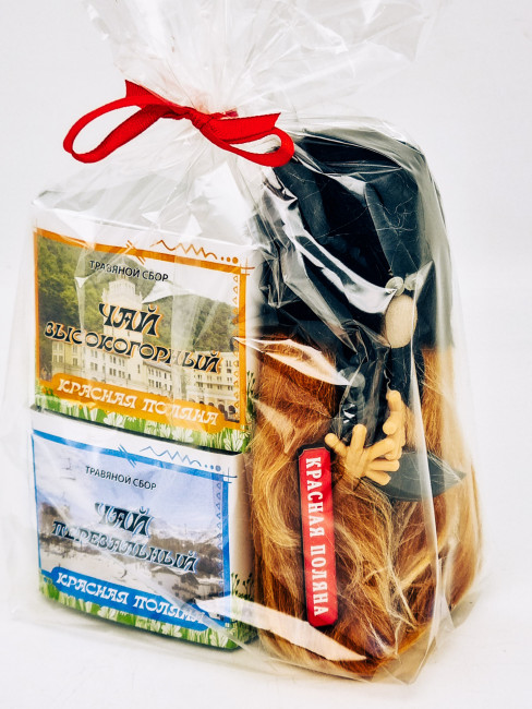 Набор с Аксакалом Краснополянский чай "для сауны и бани" 40гр и "Перевальный" 40гр  Красная поляна