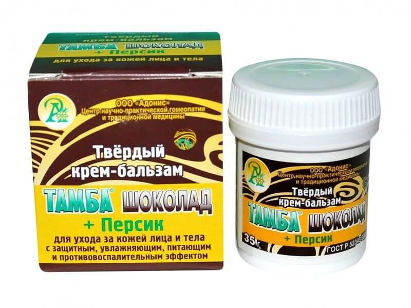 Твердый крем-бальзам Тамба шоколад и Персик 35гр