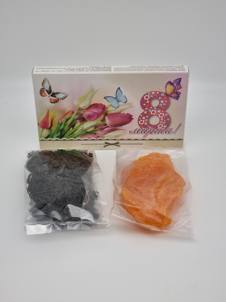 Подарочный набор с 8 марта чай чёрный 25гр и манго 70гр