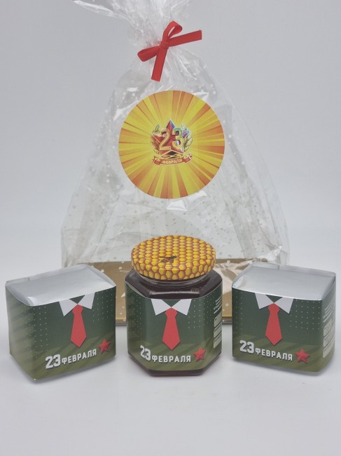 Набор 571 Праздничный чай черный, зеленый и мед с 23 февраля