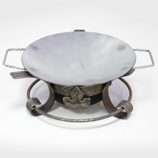 Тарелка Садж из нержавейки 35см кованые ручки