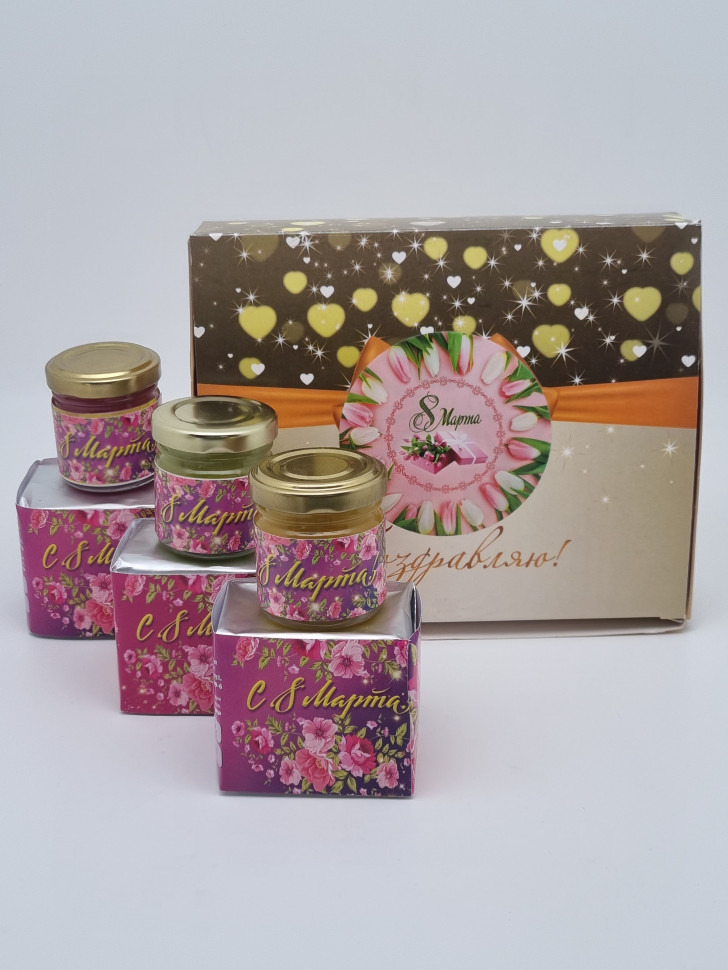 Набор 536 Праздничный чай 3 вида и 3 вида меда с 8 марта