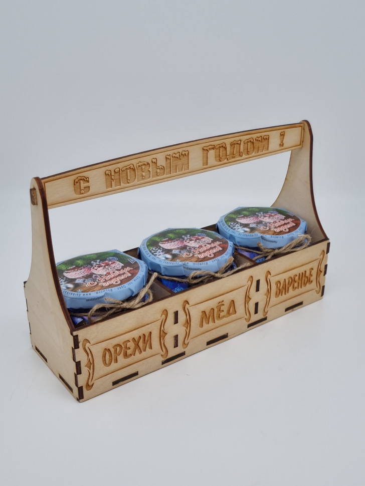 Набор 258 Праздничный варенье, мед каштановый, мед с орехами с новым годом