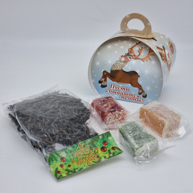 Набор 84 ассорти черный чай и мальбан с фруктами с Новым годом Набор 84 ассорти черный чай и мальбан с фруктами с Новым годом