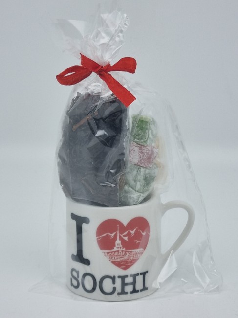 Набор кружка магнит половинка с чаем и сладостями