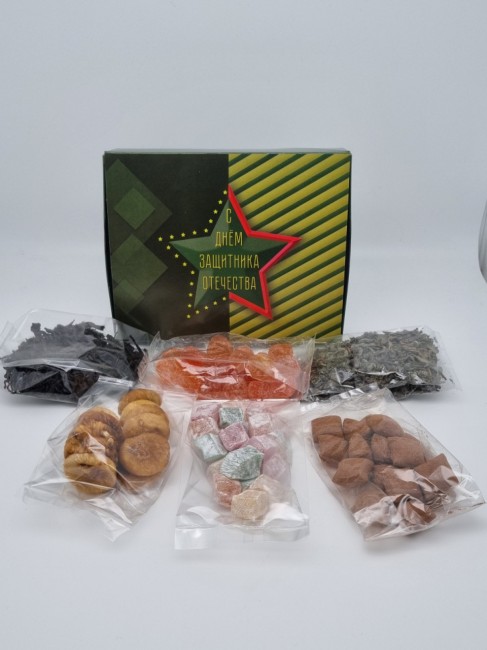 Набор Праздничный ассорти сладостей и чая с 23 февраля