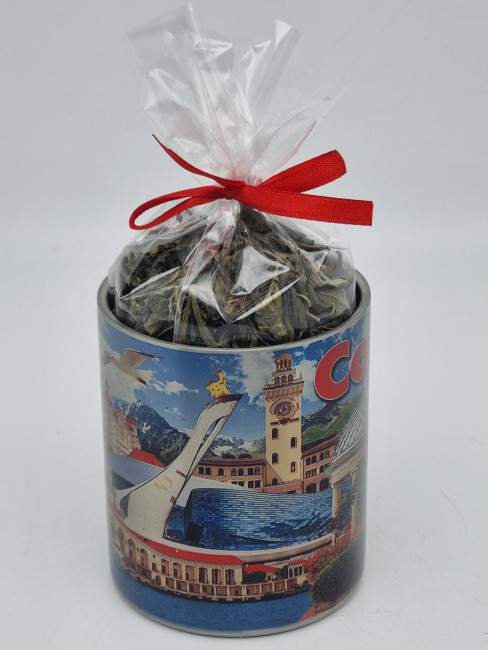 Кружка из нержавейки "Ротонда" с зеленым чаем р/c