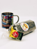 Зеленый чай ручной сбор 100гр в кружке из нержавейки "Ротонда" 200мл