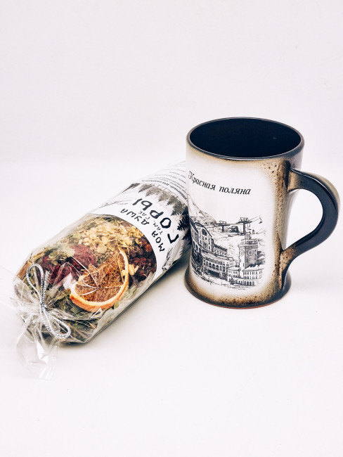 Кружка из керамики 1 Красная поляна с имбирным чаем для иммунитета Кружка из керамики 1 Красная поляна с имбирным чаем для иммунитета