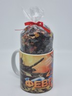 Кружка 250мл с черным фруктовым чаем 60гр с 23 февраля