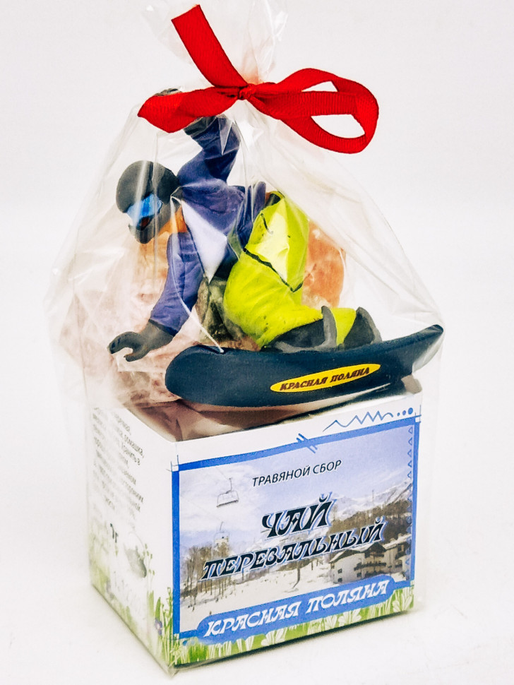 Краснополянский чай "Перевальный" 40гр +лукум 50гр Красная поляна с магнитом сноубордист 2