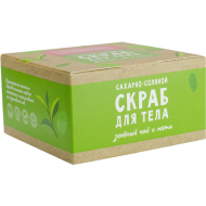 Сахарно-соляной скраб для тела Зелёный чай и мята 200гр Сахарно-соляной скраб для тела Зелёный чай и мята 200гр