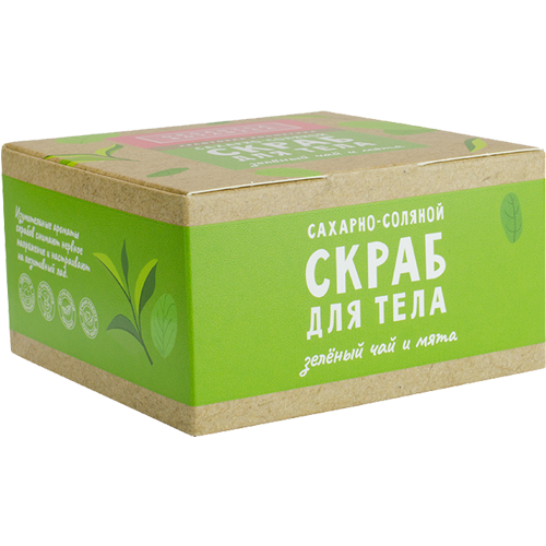 Сахарно-соляной скраб для тела Зелёный чай и мята 200гр