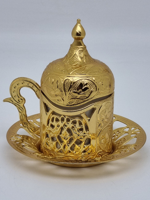 Кофейная пара демитас из замака в ассортименте золото