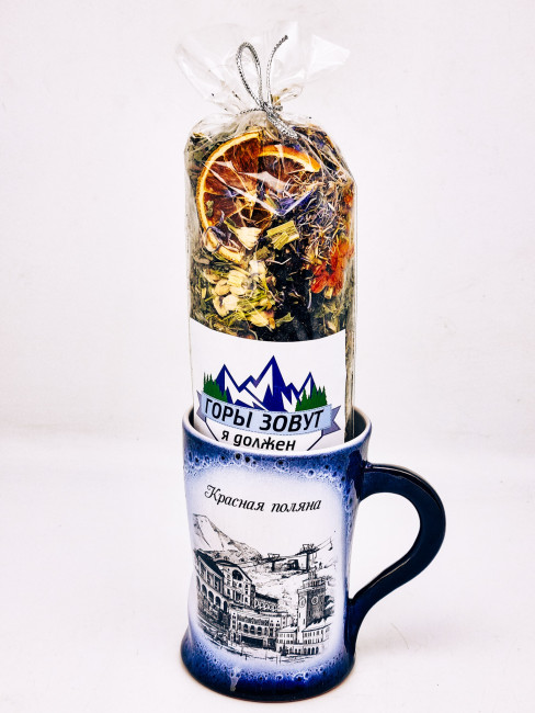 Кружка из керамики 1 Красная поляна с чаем "Букет здоровья" Кружка из керамики 1 Красная поляна с чаем "Букет здоровья"