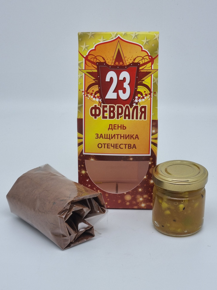 Подарочный набор с 23 февраля кофе арабика 40гр и варенье экзотик 50гр №80