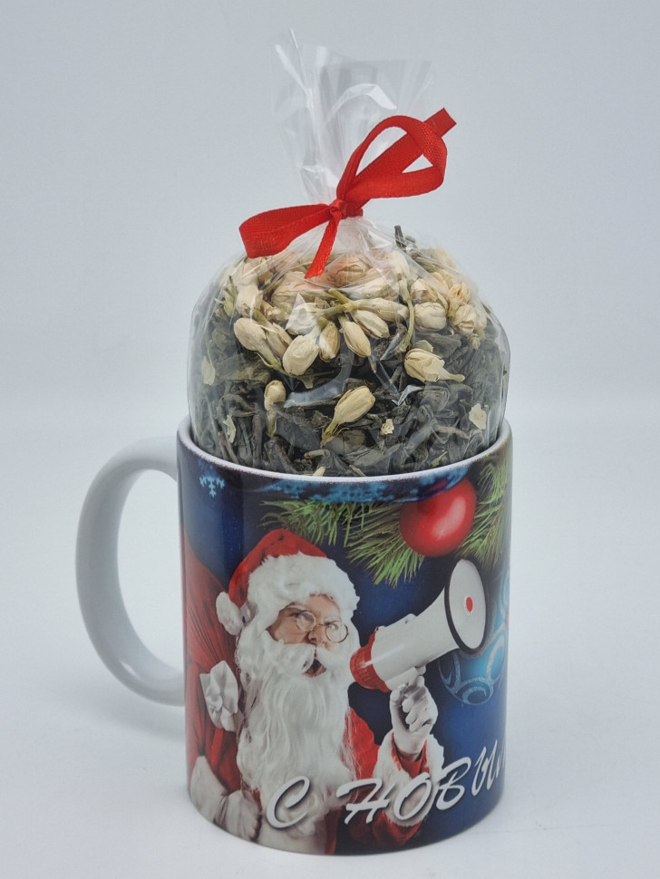 Кружка 250мл зеленый чай с жасмином 105гр с новым годом