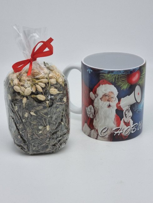 Кружка 250мл зеленый чай с жасмином 105гр с новым годом