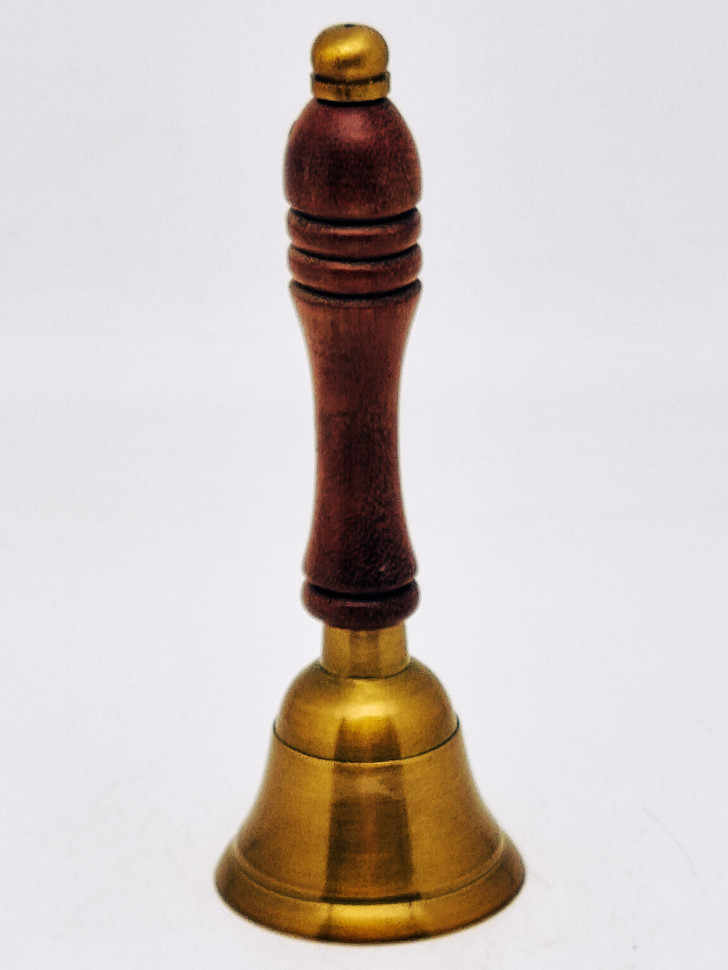 Колокольчик ручной с деревянной ручкой, высота 13,5см