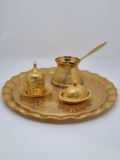 Набор ВИП поднос круглый, турка, лукумница, кофейная пара из замака