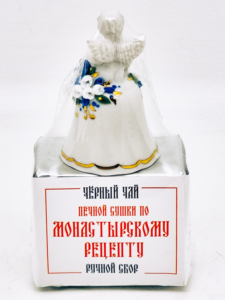 Чер чай печной сушки монастырский трав 35гр и колокольчик ангел мини с лепниной коллекционный фарфор