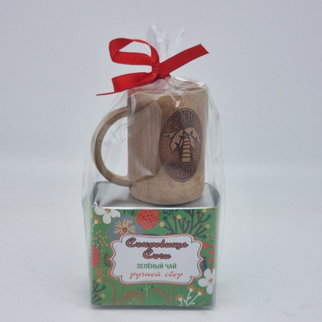 Чай зеленый ручной сбор 40гр + кружка мини бамбук