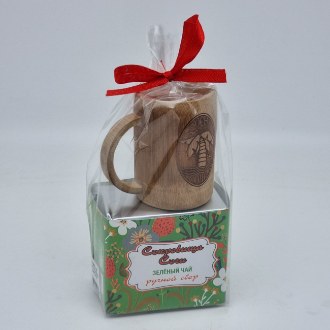 Чай зеленый ручной сбор 40гр + кружка мини бамбук
