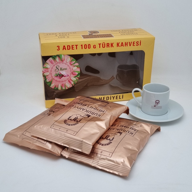Подарочный набор " Mehmet Efendi" (1 чашка/блюдце, кофе 3шт*100гр) с 8 марта