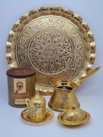 Набор ВИП поднос круглый, турка, лукумница, кофейная пара из замака и кофе 250гр