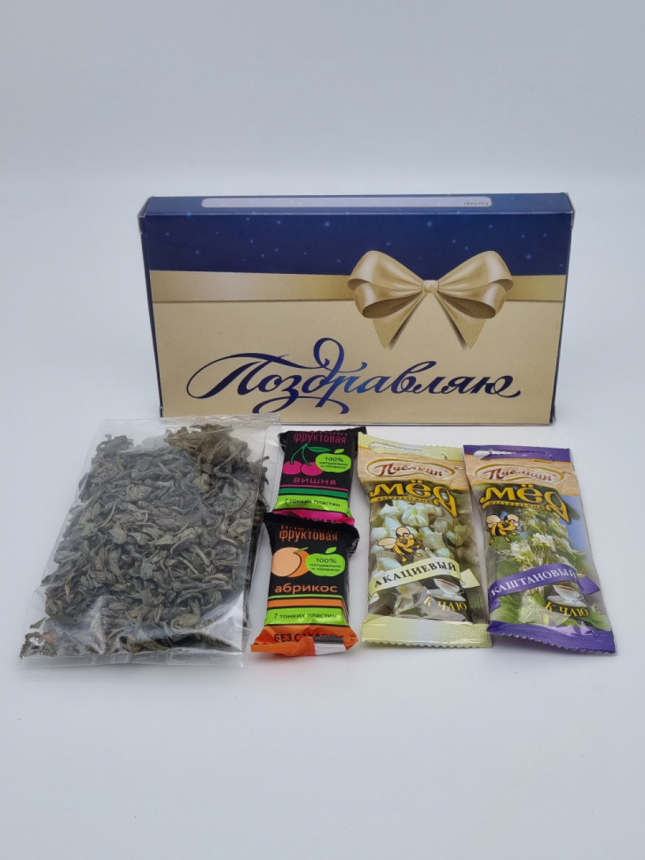 Набор 137 Праздничный чай зеленый, пастила и мед лучший подарок