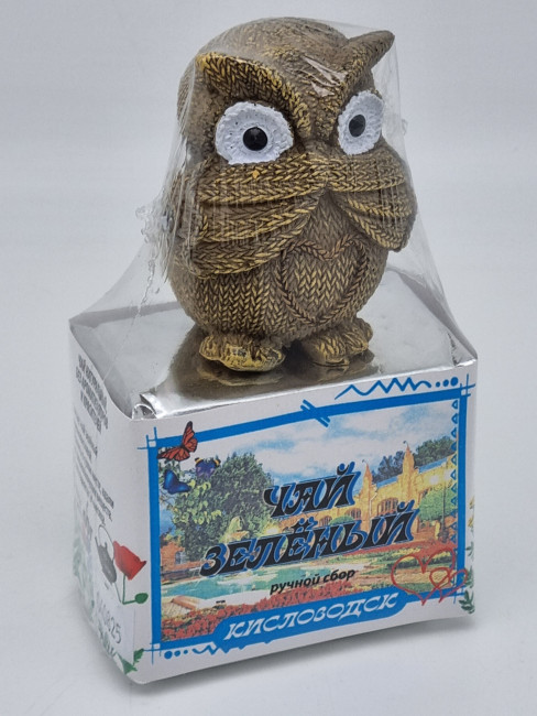 Чай зеленый ручной сбор 35гр с сувениром сова Кисловодск