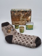 Набор 249 Праздничный носки мужские, мед, варенье и чай с новым годом