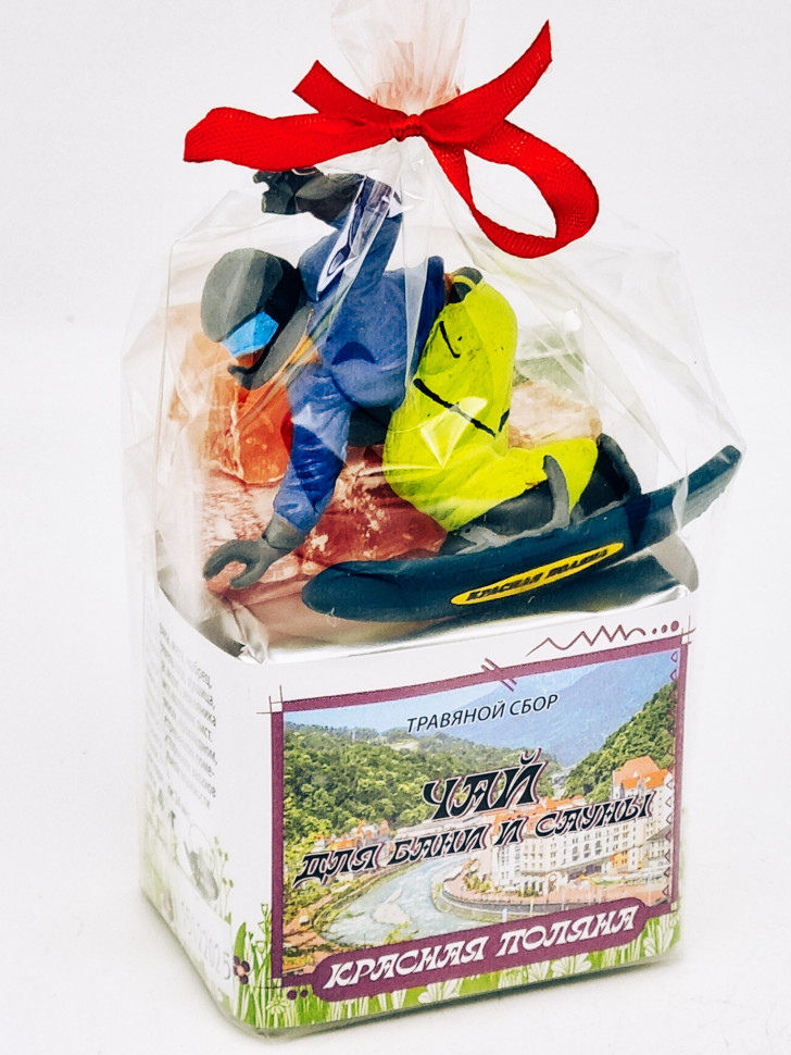 Краснополянский чай "для бани и сауны" 40гр +лукум 50гр Красная поляна с магнитом сноубордист 2