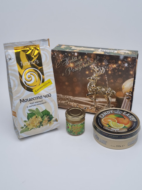 Набор 563 Праздничный леденцы, мед и чай с новым годом Набор 563 Праздничный леденцы, мед и чай с новым годом