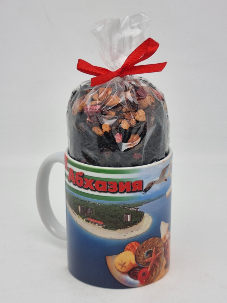 Кружка 250мл с черным фруктовым чаем 60гр "Абхазия"