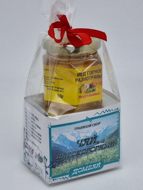 Краснополянский чай "Высокогорный" 40гр +мед 50гр Домбай