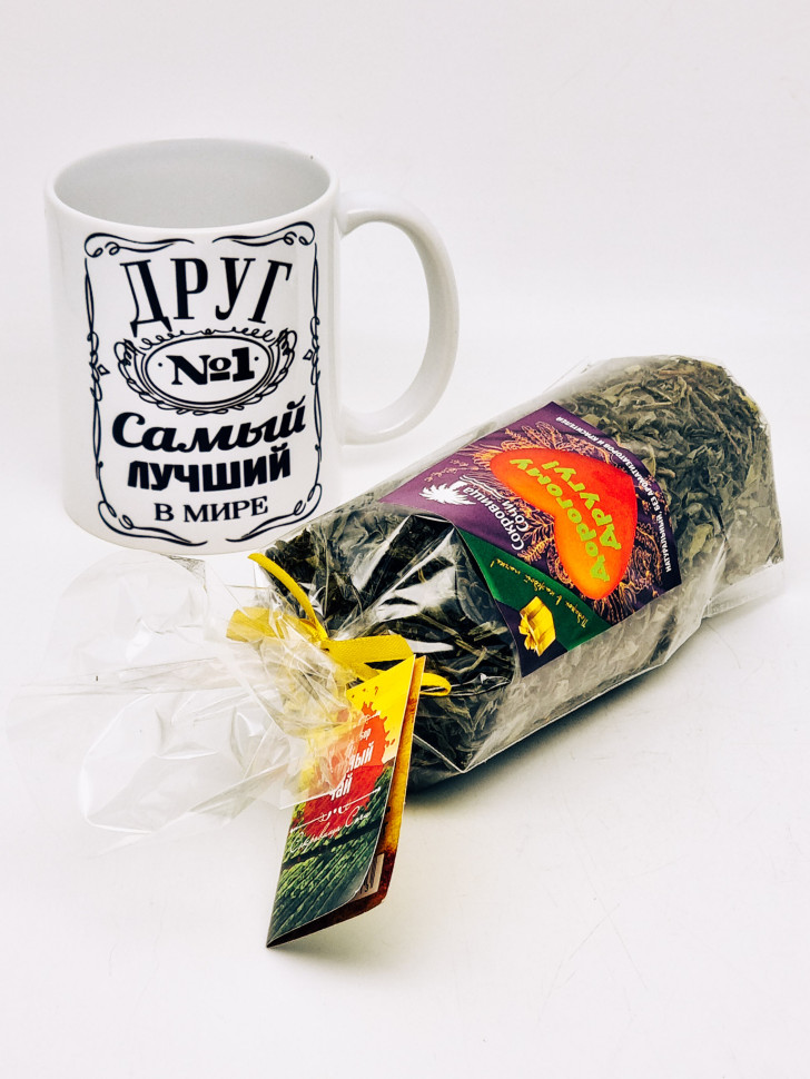Подарочный набор другу чай зеленый ручной сбор 100гр в кружке 300мл