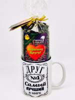 Подарочный набор другу чай зеленый ручной сбор 100гр в кружке 300мл