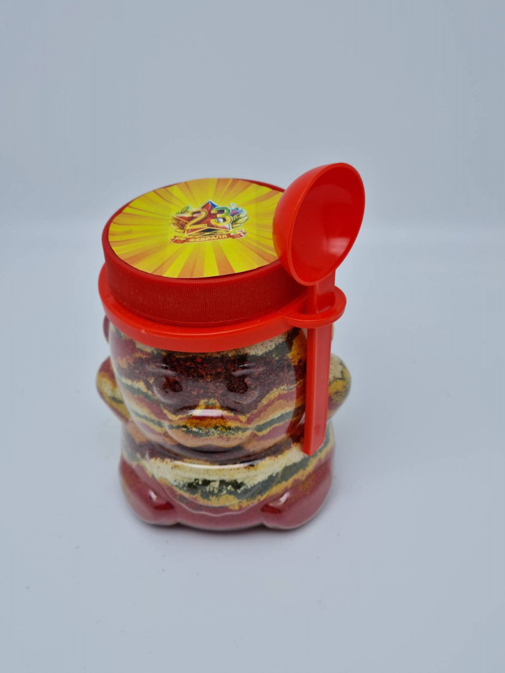 Подарочный набор специй с 23 февраля Мишка большой с ложкой 600гр