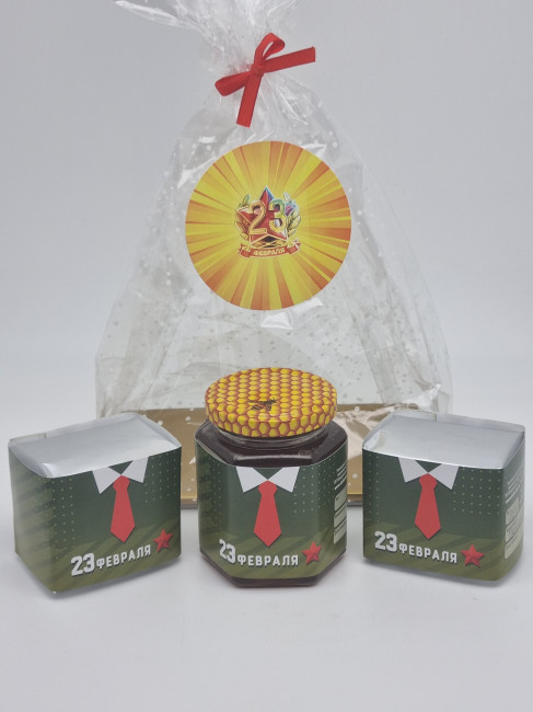 Набор 569 Праздничный чай черный, зеленый и мед каштановый с 23 февраля